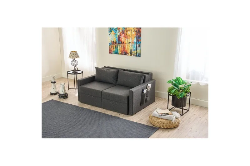 Savra Sovesofa med Divan 2-sits - Antrasitt - Møbler - Sofaer - Sovesofaer