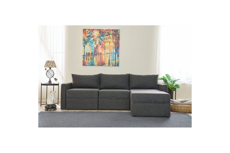 Savra Sovesofa med Divan 3-sits - Antrasitt - Møbler - Sofaer - Sovesofaer