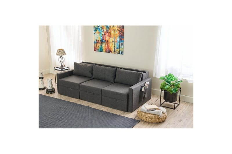 Savra Sovesofa med Divan 3-sits - Antrasitt - Møbler - Sofaer - Sovesofaer