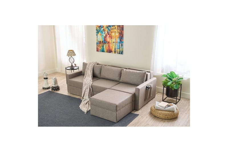 Savra Sovesofa med Divan 3-sits - Brun - Møbler - Sofaer - Sovesofaer