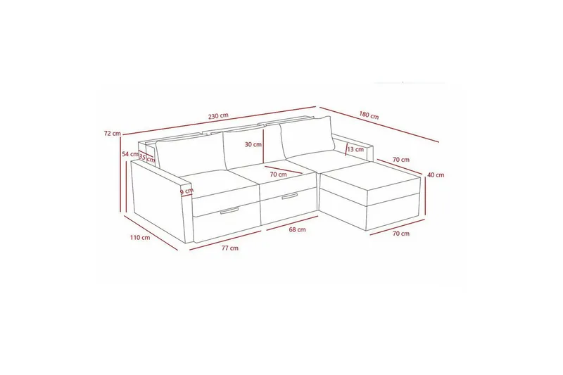 Savra Sovesofa med Divan 3-sits - Grå - Møbler - Sofaer - Sovesofaer