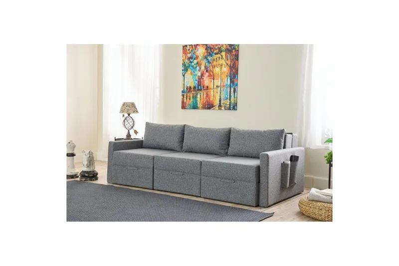 Savra Sovesofa med Divan 3-sits - Grå - Møbler - Sofaer - Sovesofaer