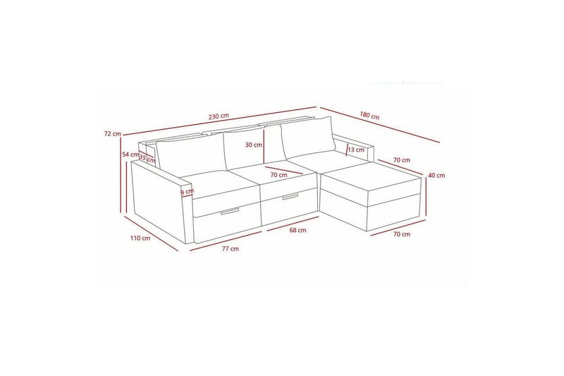 Savra Sovesofa med Divan 3-sits - Krem - Møbler - Sofaer - Sovesofaer