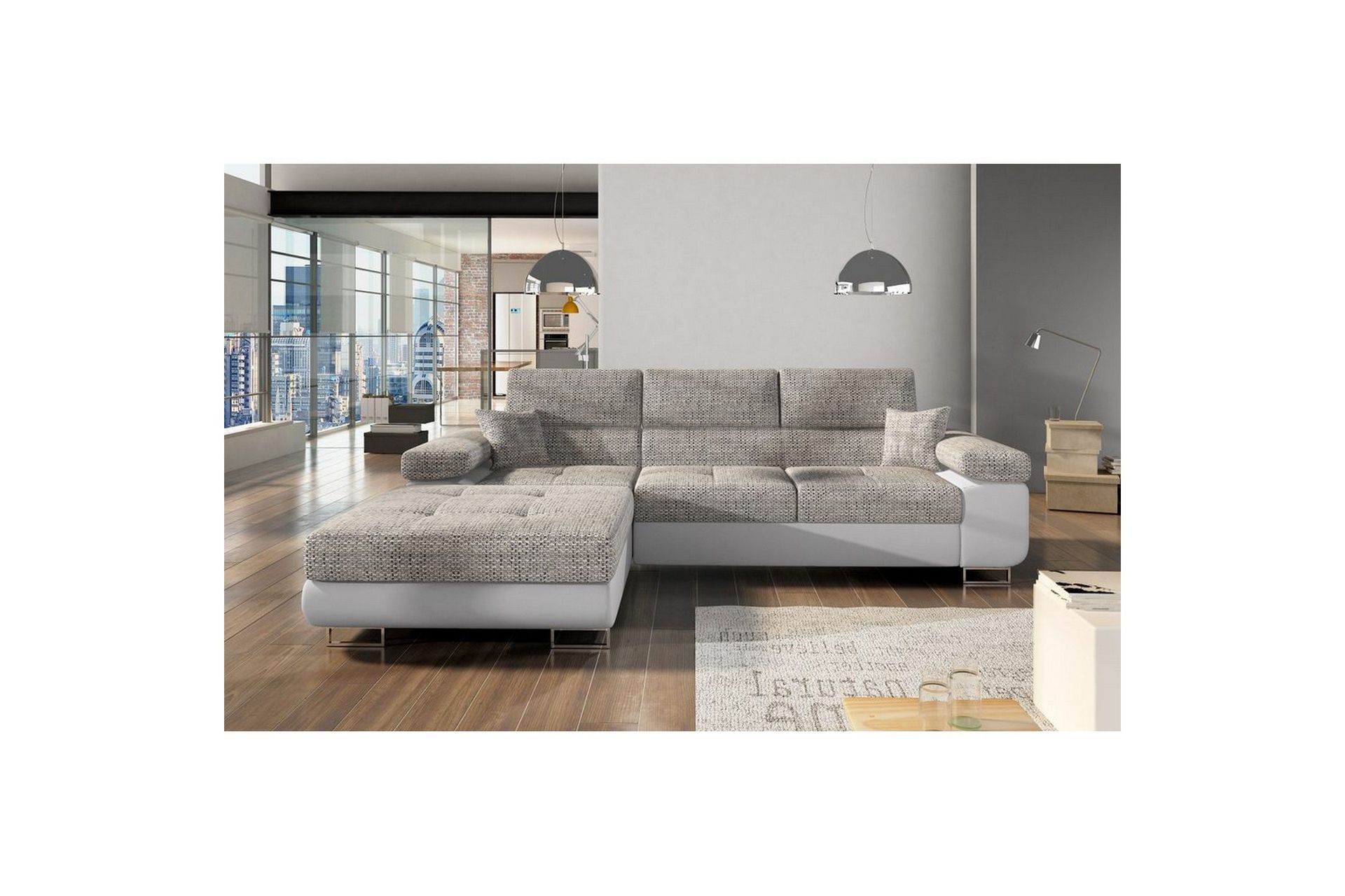 Seksjon Eltap Armando 289x85x203 cm - Berlin 01, Soft 17, Grå, Hvit, Venstre