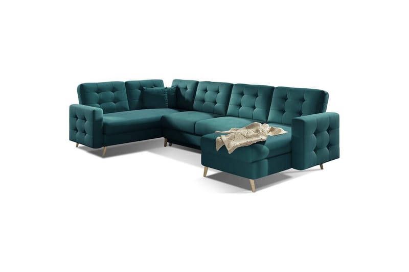 Seksjon Eltap Asgard U 326x202x93 cm - Mat Velvet 75, Grønn - Møbler - Sofaer - Sovesofaer