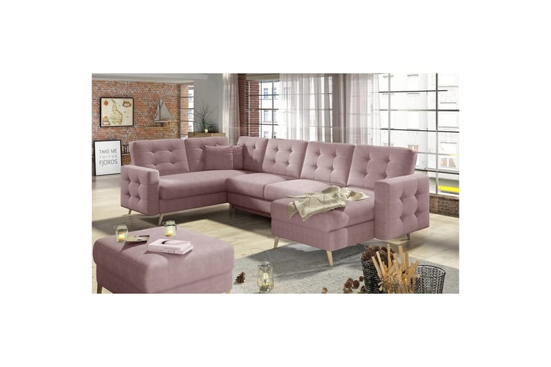 Seksjon Eltap Asgard U 326x202x93 cm - Omega 91, Rosa - Møbler - Sofaer - Sovesofaer