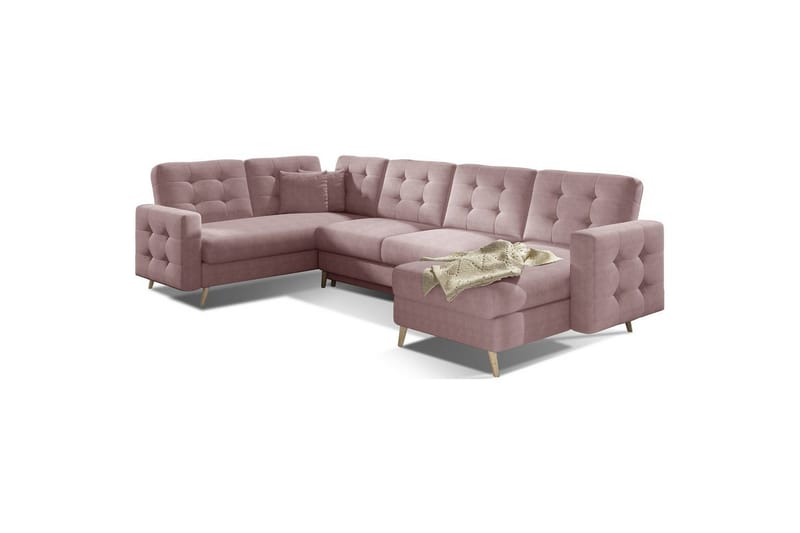 Seksjon Eltap Asgard U 326x202x93 cm - Omega 91, Rosa - Møbler - Sofaer - Sovesofaer