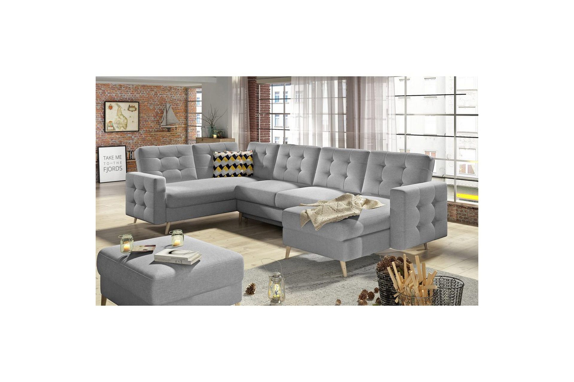 Seksjon Eltap Asgard U 326x202x93 cm - Soft 29, Grå