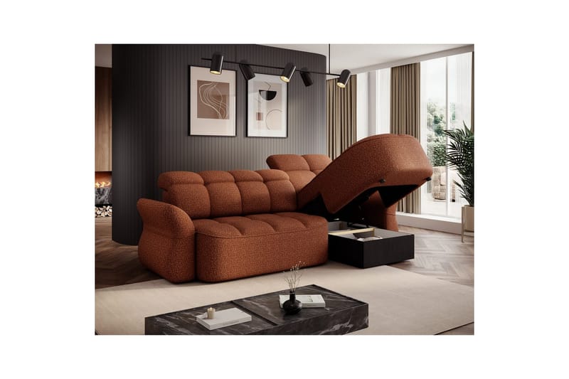 Seksjon Eltap Beneth 301x115x185 cm - Breona 30, Oransje, Høyre - Møbler - Sofaer - Sovesofaer