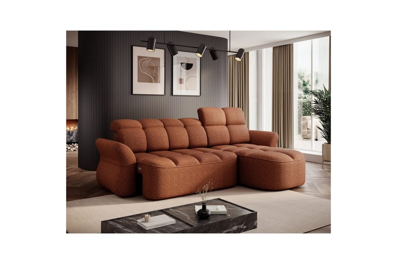 Seksjon Eltap Beneth 301x115x185 cm - Breona 30, Oransje, Høyre - Møbler - Sofaer - Sovesofaer