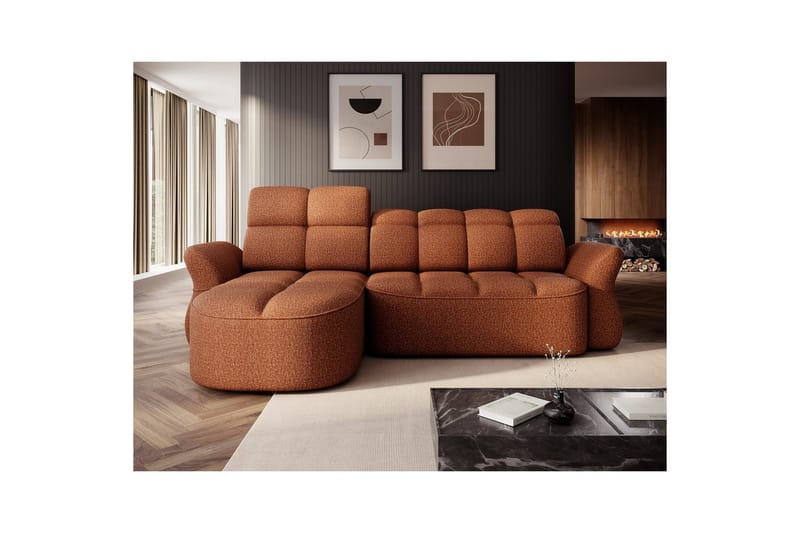 Seksjon Eltap Beneth 301x115x185 cm - Breona 30, Oransje, Venstre - Møbler - Sofaer - Sovesofaer