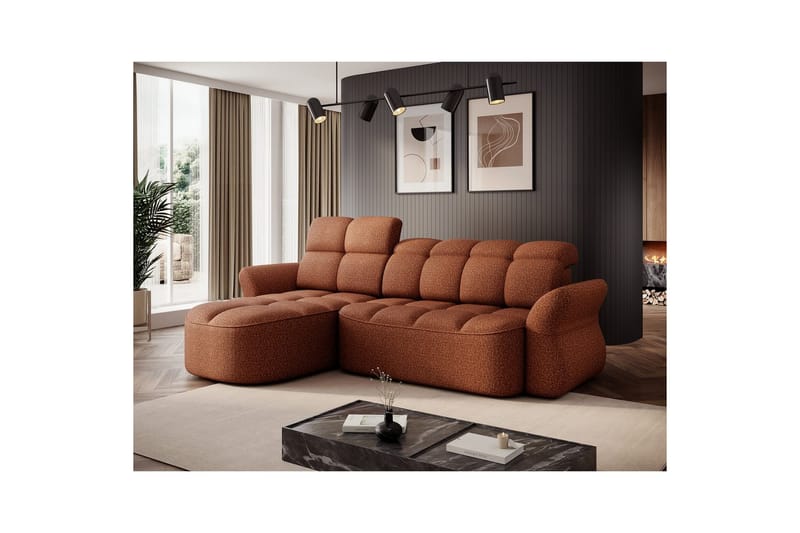 Seksjon Eltap Beneth 301x115x185 cm - Breona 30, Oransje, Venstre - Møbler - Sofaer - Sovesofaer