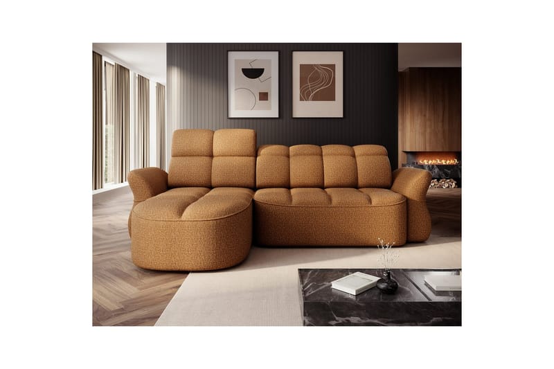 Seksjon Eltap Beneth 301x115x185 cm - Breona 45, Gul, Venstre - Møbler - Sofaer - Sovesofaer