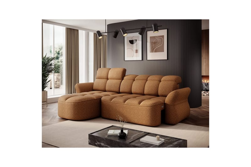 Seksjon Eltap Beneth 301x115x185 cm - Breona 45, Gul, Venstre - Møbler - Sofaer - Sovesofaer