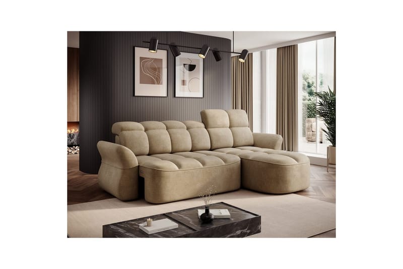 Seksjon Eltap Beneth 301x115x185 cm - Nube 20, Beige, Høyre - Møbler - Sofaer - Sovesofaer