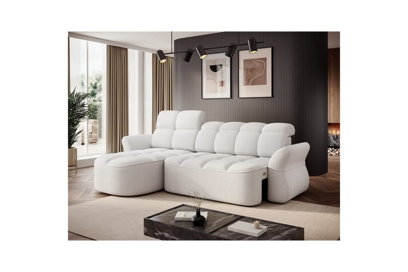 Seksjon Eltap Beneth 301x115x185 cm - Paolli 01 Hvit, Venstre - Møbler - Sofaer - Sovesofaer