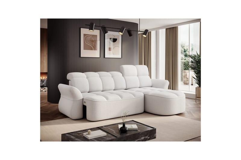 Seksjon Eltap Beneth 301x115x185 cm - Paolli 01 Hvit, Høyre - Møbler - Sofaer - Sovesofaer