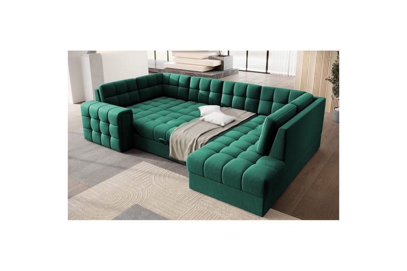 Seksjon Eltap Blewett 299x198x82 cm - Lukso 35, Grønn, Høyre - Møbler - Sofaer - Sovesofaer