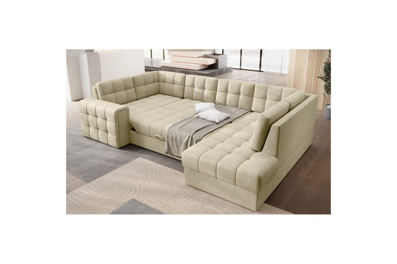 Seksjon Eltap Blewett 299x198x82 cm - Monolith 04, Beige, Høyre - Møbler - Sofaer - Sovesofaer