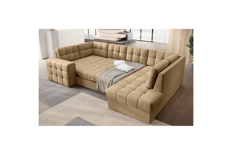 Seksjon Eltap Blewett 299x198x82 cm - Monolith 09, Mørk beige, Høyre - Møbler - Sofaer - Sovesofaer