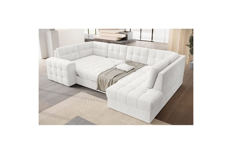 Seksjon Eltap Blewett 299x198x82 cm - Royal 01, Hvit, Høyre - Møbler - Sofaer - Sovesofaer