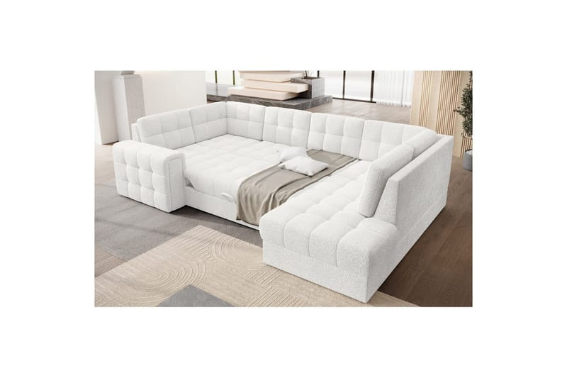 Seksjon Eltap Blewett 299x198x82 cm - Royal 01, Hvit, Høyre - Møbler - Sofaer - Sovesofaer
