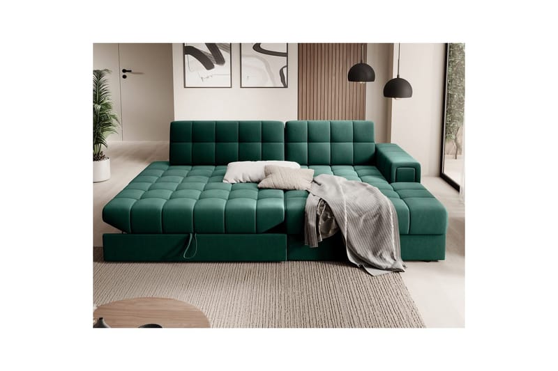 Seksjon Eltap Blezalt 240x150x82 cm - Lukso 35, Grønn, Høyre - Møbler - Sofaer - Sovesofaer
