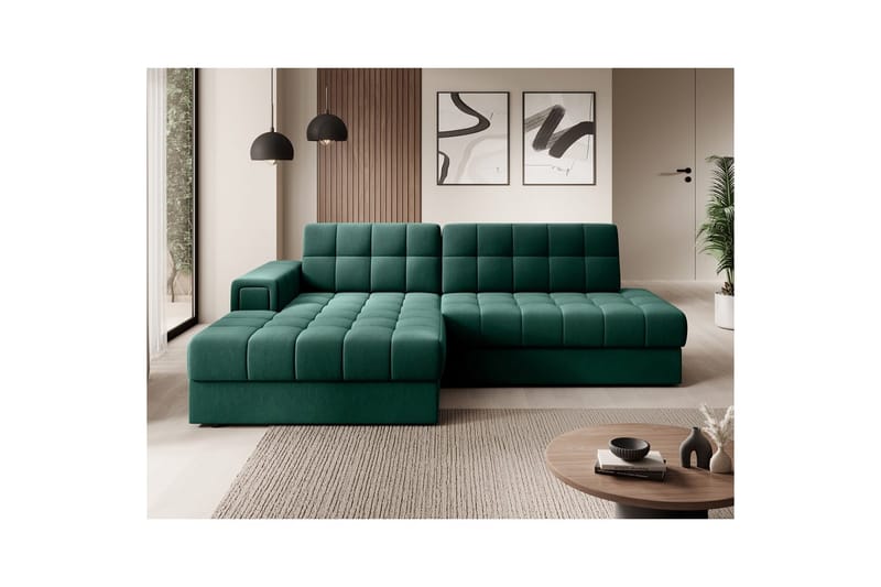 Seksjon Eltap Blezalt 240x150x82 cm - Lukso 35, Grønn, Venstre - Møbler - Sofaer - Sovesofaer