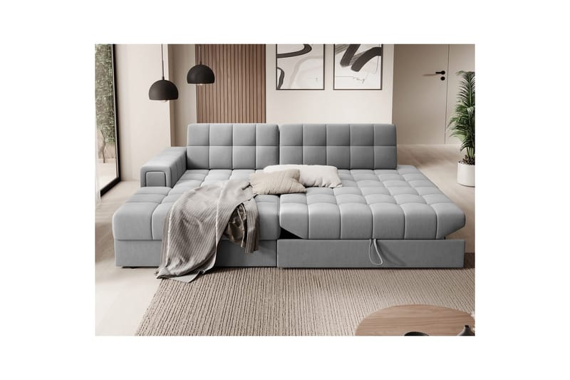 Seksjon Eltap Blezalt 240x150x82 cm - Sola 4, Grå, Venstre - Møbler - Sofaer - Sovesofaer