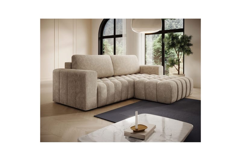 Seksjon Eltap Bonett 250x175x92 cm - Dora 21 Beige, Høyre - Møbler - Sofaer - Sovesofaer