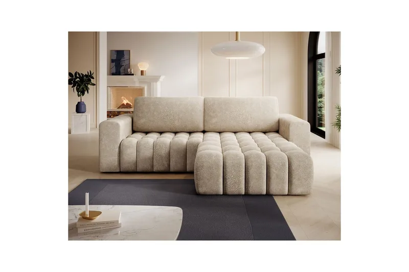 Seksjon Eltap Bonett 250x175x92 cm - Dora 21 Beige, Høyre - Møbler - Sofaer - Sovesofaer