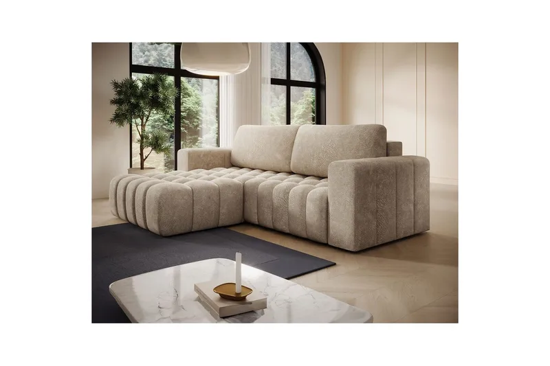 Seksjon Eltap Bonett 250x175x92 cm - Dora 21 Beige, Venstre - Møbler - Sofaer - Sovesofaer