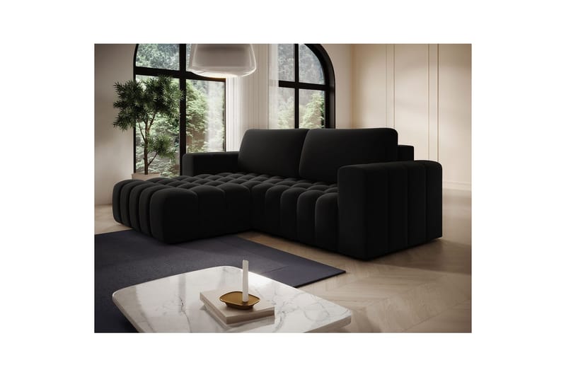 Seksjon Eltap Bonett 250x175x92 cm - Matt Velvet 99, Blå, Venstre - Møbler - Sofaer - Sovesofaer