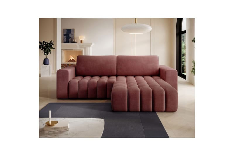 Seksjon Eltap Bonett 250x175x92 cm - Monolith 63, Rosa, Høyre - Møbler - Sofaer - Sovesofaer
