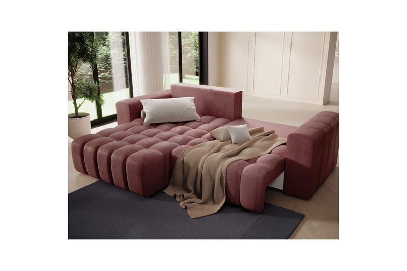 Seksjon Eltap Bonett 250x175x92 cm - Monolith 63, Rosa, Venstre - Møbler - Sofaer - Sovesofaer