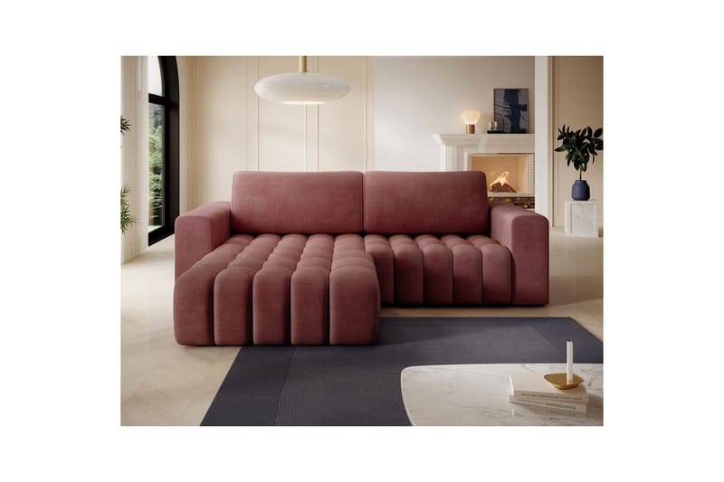 Seksjon Eltap Bonett 250x175x92 cm - Monolith 63, Rosa, Venstre - Møbler - Sofaer - Sovesofaer