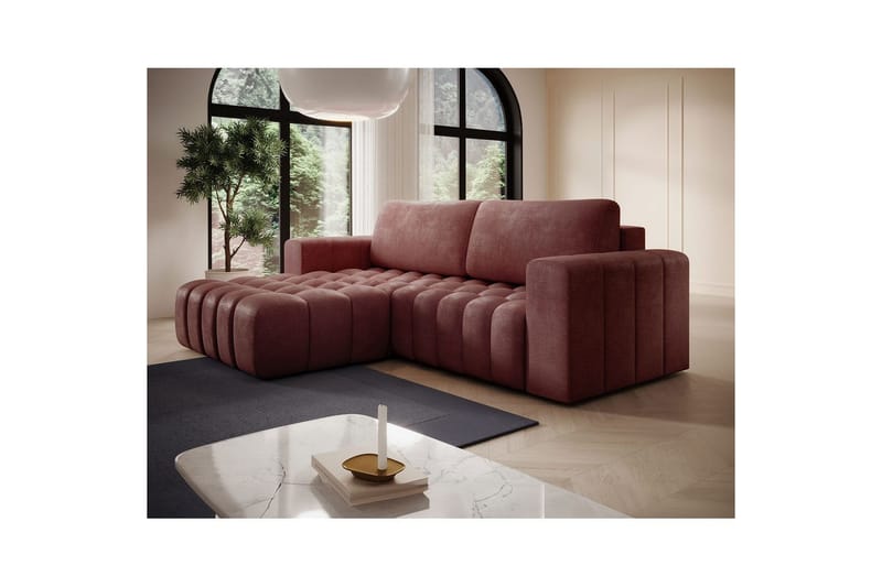 Seksjon Eltap Bonett 250x175x92 cm - Monolith 63, Rosa, Venstre - Møbler - Sofaer - Sovesofaer