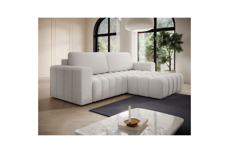 Seksjon Eltap Bonett 250x175x92 cm - Royal 01, Hvit, Høyre - Møbler - Sofaer - Sovesofaer