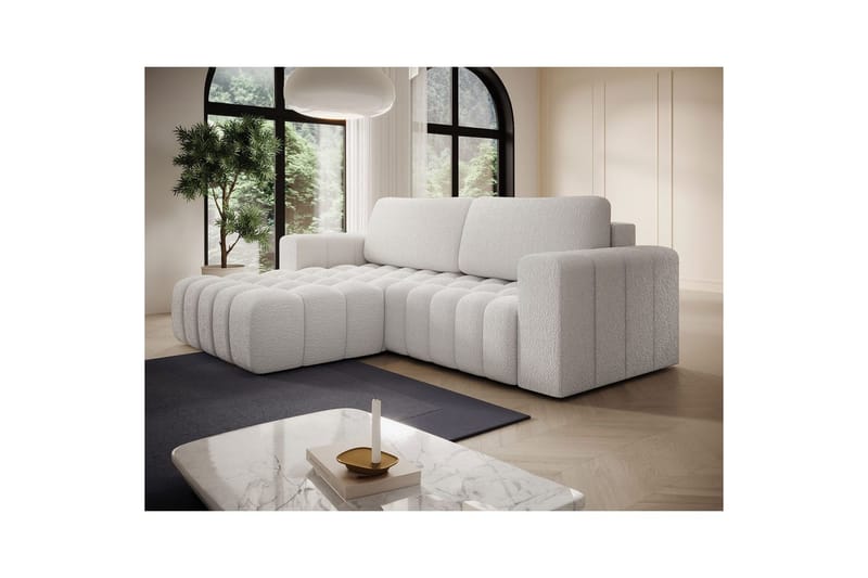 Seksjon Eltap Bonett 250x175x92 cm - Royal 01, Hvit, Venstre - Møbler - Sofaer - Sovesofaer