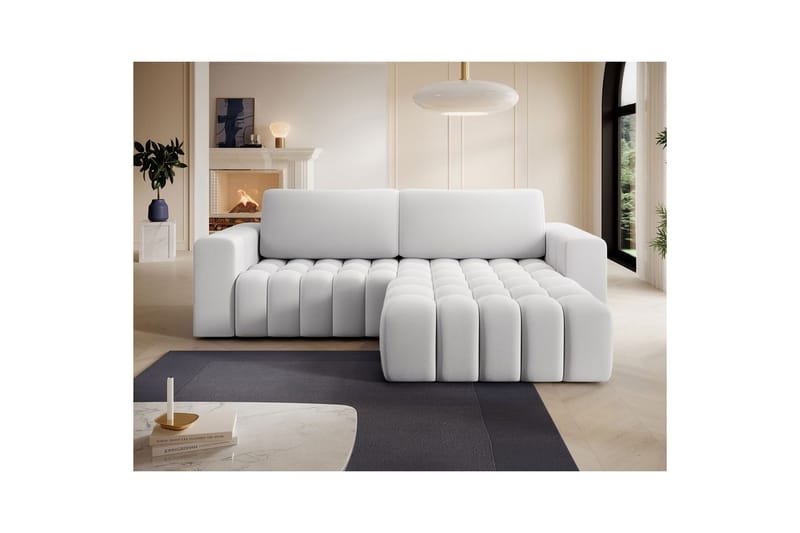 Seksjon Eltap Bonett 250x175x92 cm - Solar 01, Hvit, Høyre - Møbler - Sofaer - Sovesofaer