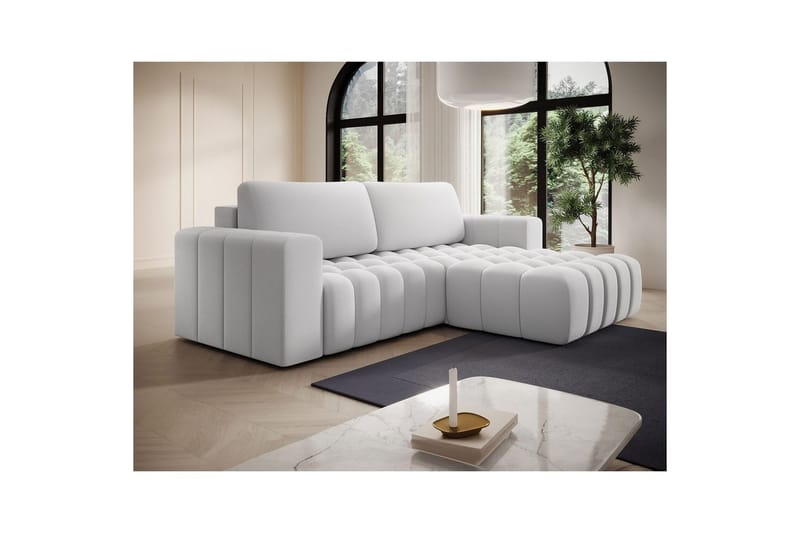 Seksjon Eltap Bonett 250x175x92 cm - Solar 01, Hvit, Høyre - Møbler - Sofaer - Sovesofaer