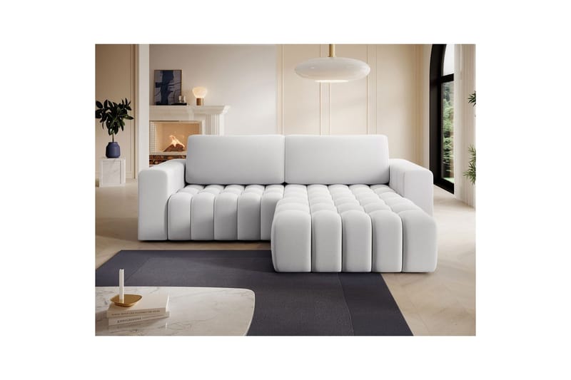 Seksjon Eltap Bonett 250x175x92 cm - Solar 01, Hvit, Høyre - Møbler - Sofaer - Sovesofaer