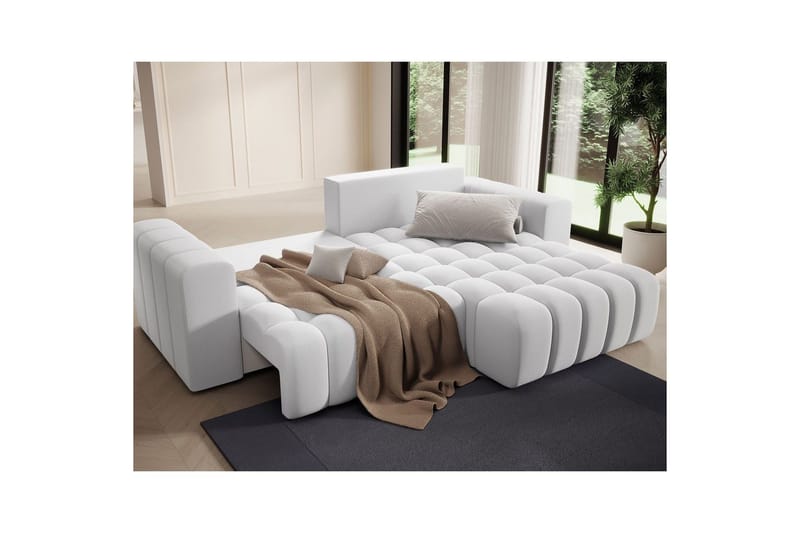 Seksjon Eltap Bonett 250x175x92 cm - Solar 01, Hvit, Høyre - Møbler - Sofaer - Sovesofaer
