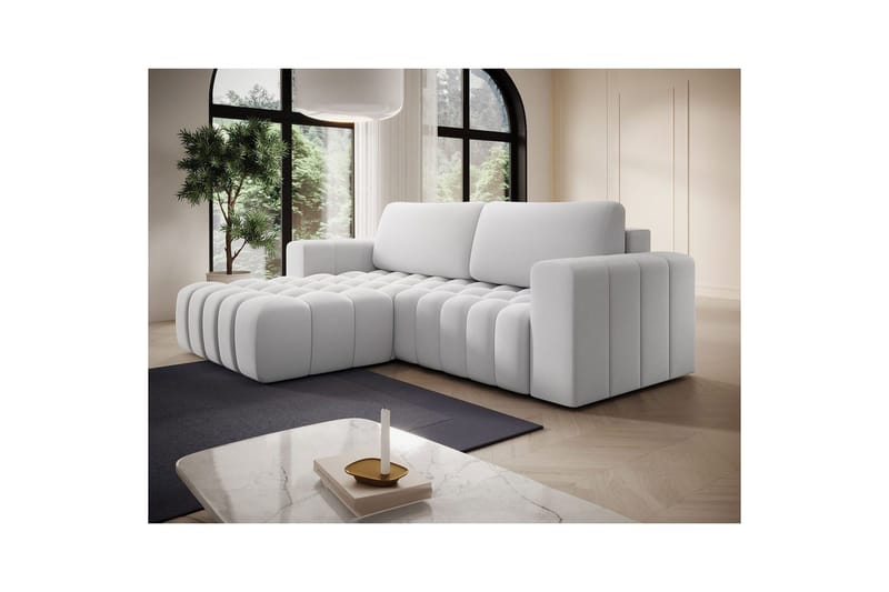 Seksjon Eltap Bonett 250x175x92 cm - Solar 01, Hvit, Venstre - Møbler - Sofaer - Sovesofaer
