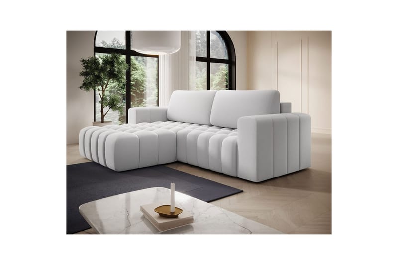 Seksjon Eltap Bonett 250x175x92 cm - Solar 01, Hvit, Venstre - Møbler - Sofaer - Sovesofaer