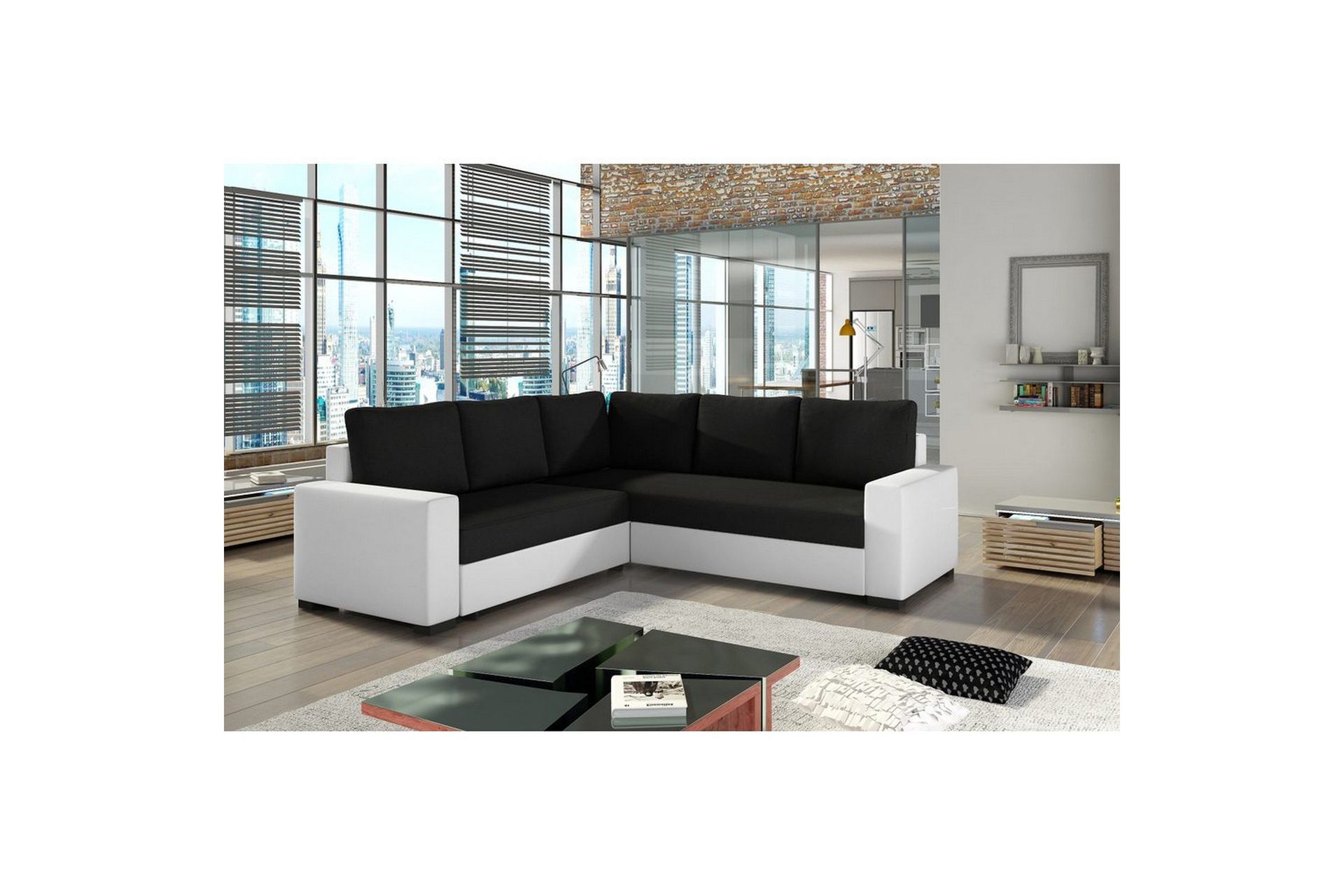 Seksjon Eltap Canis 235x235x89 cm - Sawana 14, Soft 17, Svart, Hvit