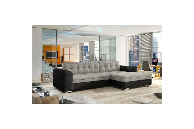 Seksjon Eltap Conforti 275x165x78 cm - Berlin 01, Soft 11, Grå, Svart, Høyre - Møbler - Sofaer - Sovesofaer