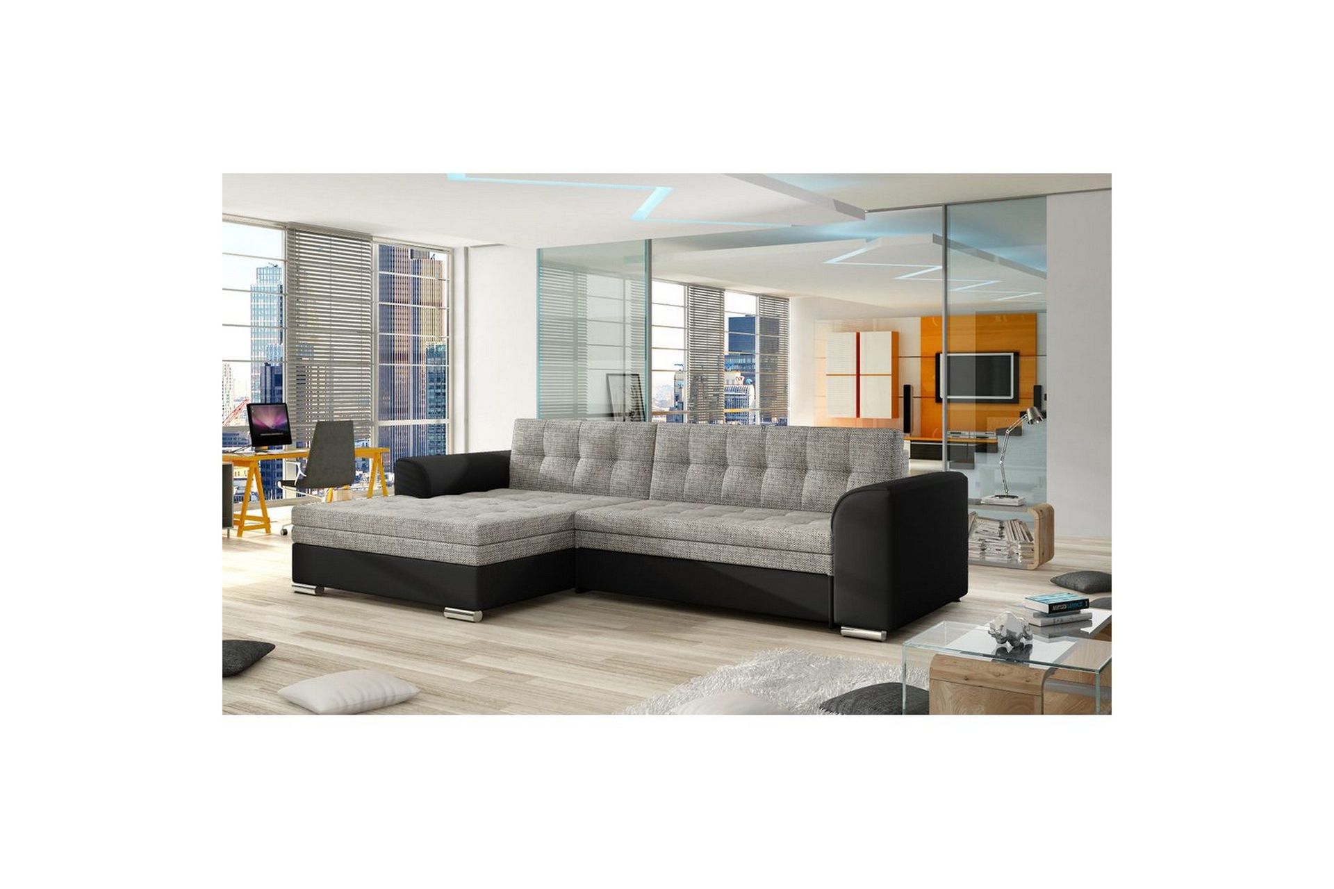 Seksjon Eltap Conforti 275x165x78 cm - Berlin 01, Soft 11, Grå, Svart, Venstre