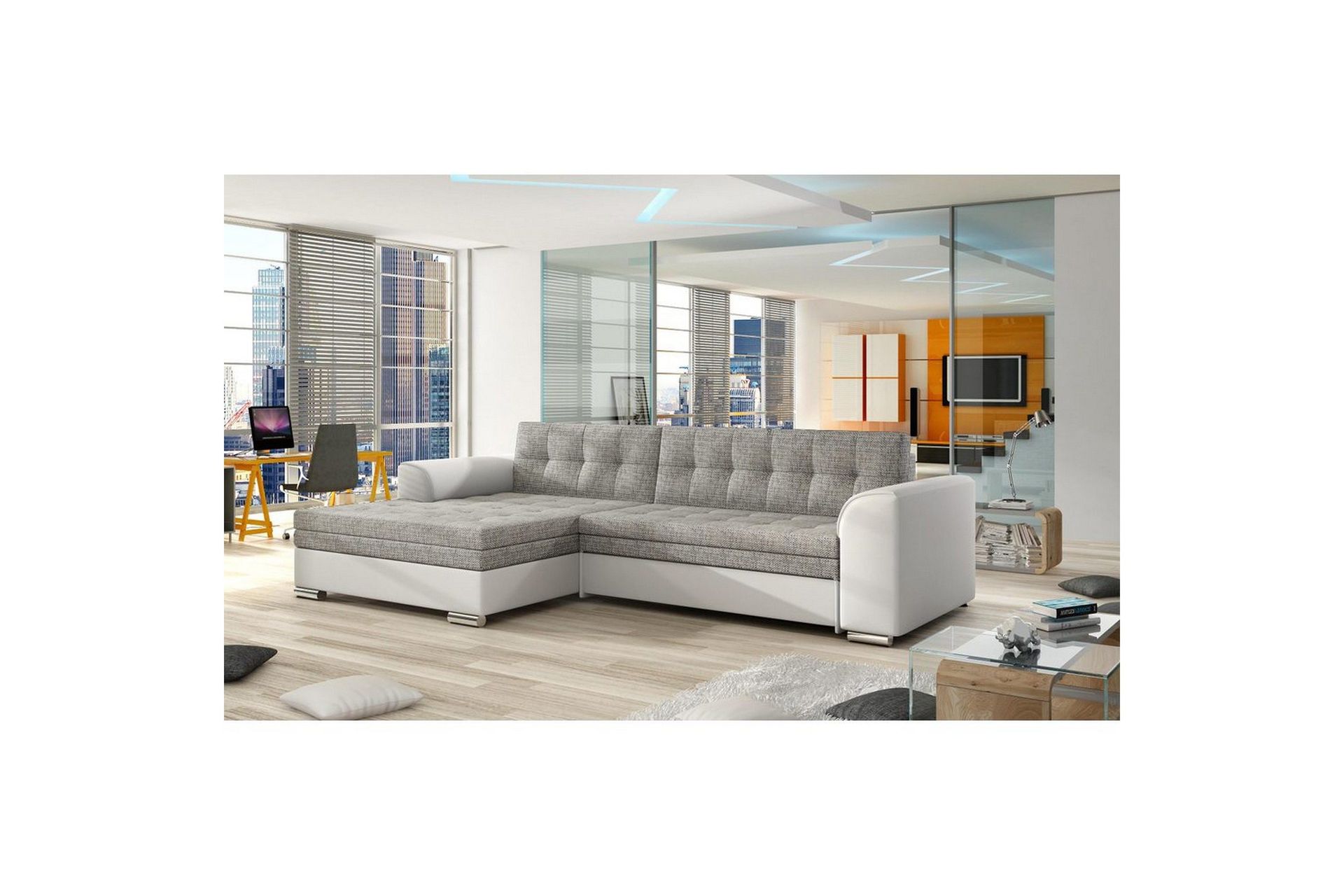 Seksjon Eltap Conforti 275x165x78 cm - Berlin 01, Soft 17, Grå, Hvit, Venstre