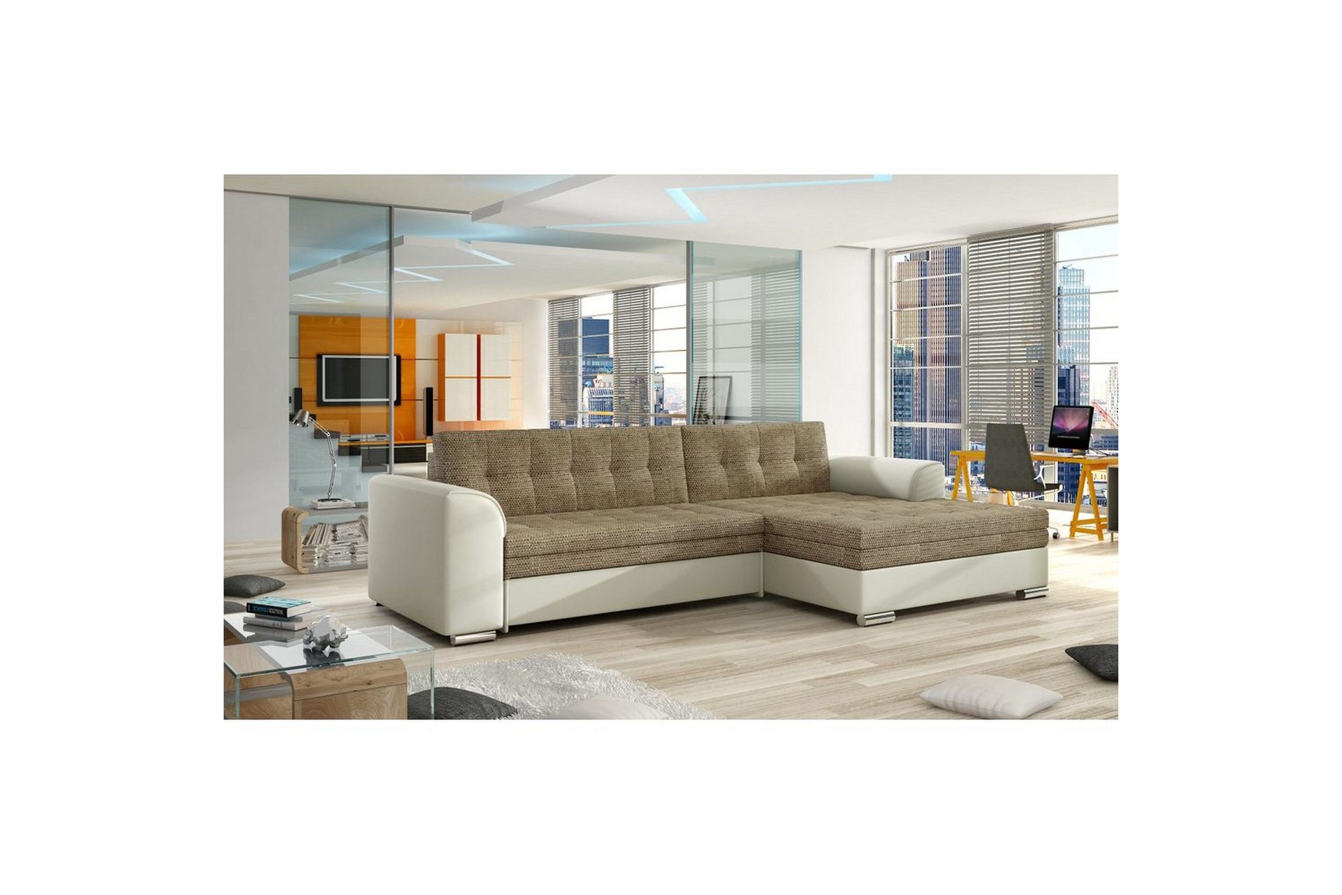 Seksjon Eltap Conforti 275x165x78 cm - Berlin 03, Soft 33, Beige, Høyre